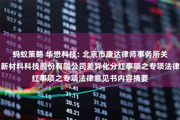 蚂蚁策略 华懋科技: 北京市康达律师事务所关于华懋（厦门）新材料科技股份有限公司差异化分红事项之专项法律意见书内容摘要